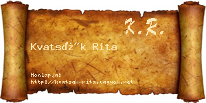 Kvatsák Rita névjegykártya